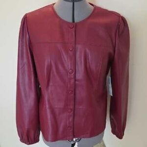 Chico's Burgundy Leather Jacket